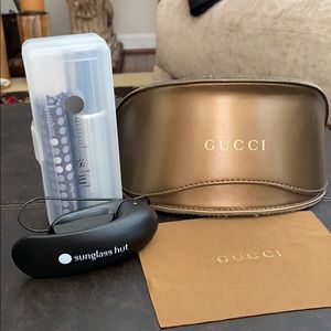 Gucci case & cloth. Sunglass hut cleaning & holder
